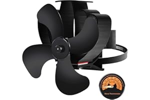 Magnétiques Ventilateur Poele à Bois， Silencieux 4 Pales Ventilateur Cheminee pour Poêle à Bois/Cheminée/Gaz/Bûches