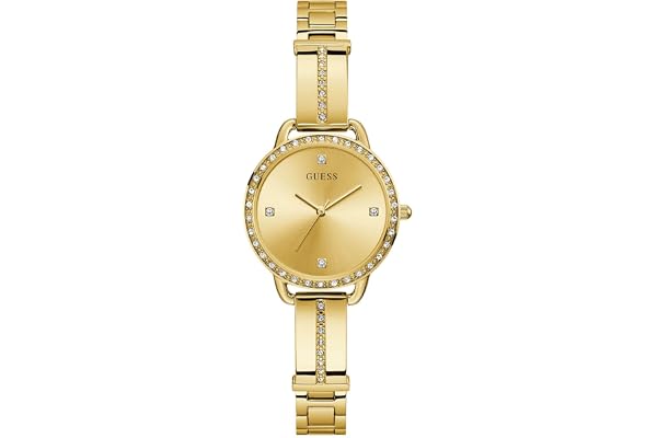 Guess 30 mm kristall armbandsur, silver, en storlek, guldton, En storlek, GW0022L2