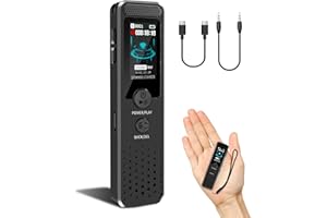 128GB Grabadora de Voz Compacta con Reproducción, Grabadora Activada por Voz Tonnlog 1536Kbps, Grabadora USB-C para Conferencias Reuniones Clases