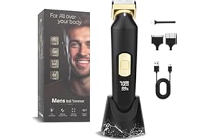 Anluomania Depilatore Corpo Uomo, Rasoio Elettrico Corpo Uomo, Rasoio Parti Intime, con LED Lampada, Base di Ricarica, Impermeabile IPX6, Uso Asciutto O Bagnato, Per Il Intimo, Ascelle, Gambe