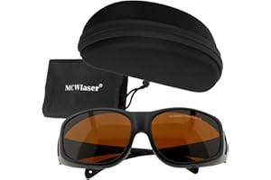 MCWlaser Lunettes de Protection Sécurité Laser OD5+,190-540nm & 800-1700nm Glasses Goggles For ND:Yag, Diode, Blue, Green Laser 445nm, 450nm, 532nm, 808nm, 980nm, 1064nm,1080nm Type d'absorption EP-1