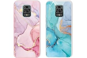Yoedge 2 Piezas Marmol Funda para Xiaomi Redmi Note 9 Pro/ 9 Pro Max/ 9S 6,67",Rosa y Blanco Silicona Aesthetic Carcasa con Dibujos Mate Suave TPU Protección, Ultra Delgada TPU Anti-Choque Case,Mármol