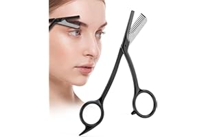 ZQITONE Forbici per sopracciglia con pettine | Taglia sopracciglia professionale in acciaio inossidabile per donne e uomini | Forbici taglia sopracciglia di precisione a doppio design per una cura senza sforz