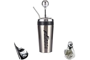 Lyoveu Fast and Furious 10 Vasos,Fast and Furious 10- Tazas De Agua Estilo Cambio De Marchas con Popote Y Tapa, Taza De Bebida F10 De Acero Inoxidable 304,Taza De Regalo De 500 Ml