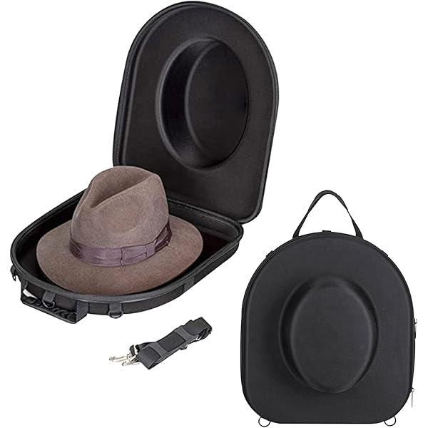 Étui à Chapeau Cowboy Western – Plastique Dur Noir Avec Poignée – Vintage US