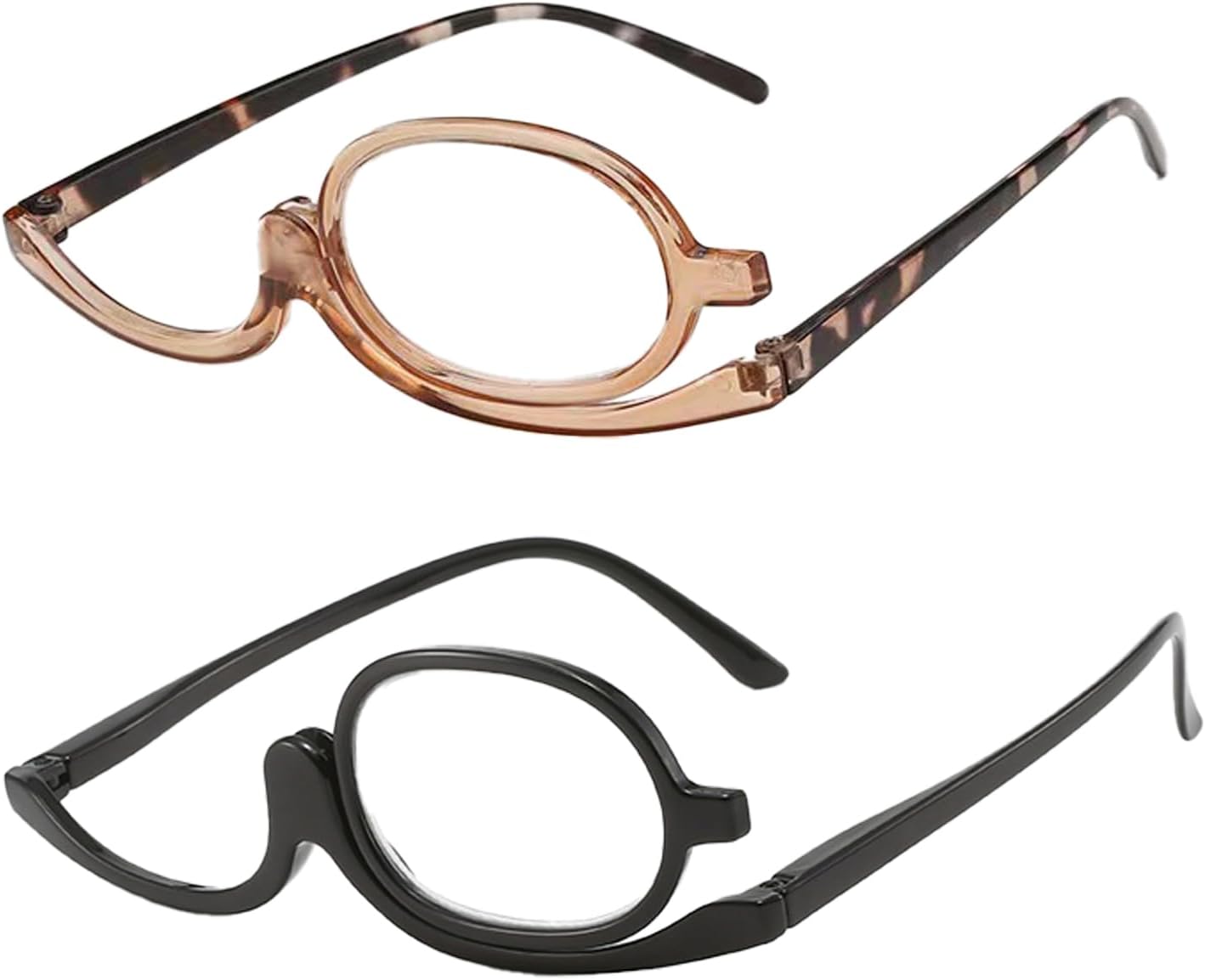 RANYAKE Gafas de Aumento 2,5x HD con Lente Abatible, Set de 2 Monturas Negro y Carey, PC Ultraligera, para Lectura y Maquillaje