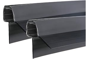 KOOBON Guarnizione doccia 2x100 cm, colore nero, guarnizione di ricambio per 5 mm, 6 mm, con bordi in gomma allungati per cabine doccia, vasca da bagno, spessore vetro, listello doccia con deflettore