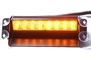 Viktion 12V 16W 8 LEDs Feux de Pénétration Lumière Stroboscopique Eclairage Clignotant avec 3 Modes pour Voiture Camion véhicule SUV Lampe (Jaune)