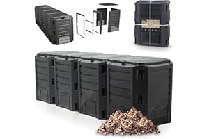 Magubo Komposter Garten, Robuster Schnellkomposter mit 1600-Liter Fassungsvermögen, Thermokomposter, Deckel Klappbar, Schwarz - Ideal für Ihren Garten