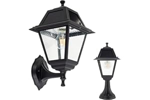 LUTEC LED Solar Outdoor Wall Light Dusk to Dawn Solar Post Light with 200 lumens, 3-inch Fitter Base for Post Mount and Wall Mount(Base Included)…