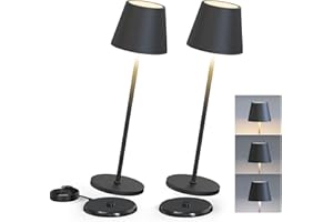 POWERBEAUTY lampada LED da tavolo senza fili dimmerabile ricaricabile Colore 3000K Calda IP54 Impermeabile, per Interni Esterni giardino terrazza albergo 2 pezzi