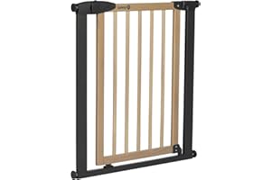 Safety 1st Simply Close Wood and Metal, Bramka schodowa na wcisk, 73–80 cm (do 94 cm), Bez śrub, bez wiercenia, Otwieranie 1 ręką, Podwójna blokada, Bramka zabezpieczjąca dla dzieci, Wood & Graphite