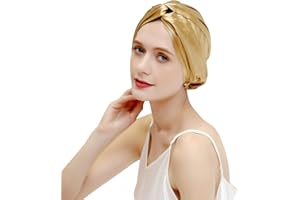 ZIMASILK - Gorro de seda de morera de 22 mm para dormir con elástico que se adapta a la cabeza y plisado clásico, gorro de seda para el cuidado del cabello de la mujer (1 unidad, dorado)