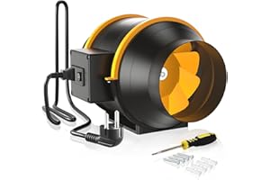 FanGoFast Extractor de Aire 125 mm con Controlador Ajustable, En Línea Ventilador Extractor de Conducto con enchufe IEC para Baño, Booster, tienda de cultivo, Garage, Cucina