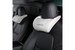 TOPABYTE Tesla Almohada para el Cuello del Coche, Espuma viscoelástica, diseño ergonómico, Soporte para el Cuello del Asiento, reposacabezas para Accesorios Tesla Model 3 Y S X, 2 Pieza, Blanco