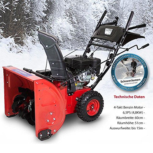 Schneefräse Schneeräumer Schneepflug Premium extra breit 60cm – 6,5 PS Benzinmotor E-Start - 2