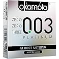 Okamoto Condom | Thinnest Latex Condoms for Men | Premium Japanese Condoms | Made In Japan | 0.03 mm thin | 003 Platinum (3pcs Pack)
