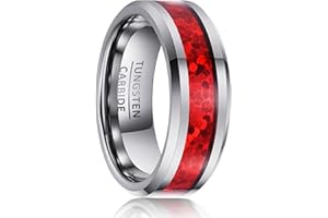 SOXEMAN Coppia di anelli per uomini e donne, gioielli alla moda, larghi 8 mm intarsiati con anelli colorati in carburo di tungsteno, adatti per coppie feste hip-hop