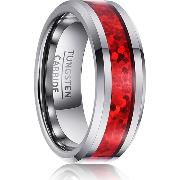 SOXEMAN Paar ringen voor mannen en vrouwen, trendy mode-sieraden, breed 8mm ingelegd met kleurrijke wolfraamcarbide ringen, geschikt voor trendy
