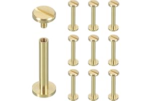 sourcing map 10 Sets Chicago Screw Rivets M4x25mm Metal Phillips Head Post Nail Rivet Stud Screws Connectors for DIY Leather Belt Bag Craft Bookbinding, Brass
