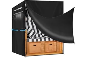 SIMPHAUS Schutzhülle für Strandkorb Abdeckung Wasserdicht XXL Strandkorbhülle Winterfest und UV Schutz für Strandkorb Überzug Strandkorb 3 Sitzer Strandkorbplane,420D Oxford Gewebe 155x95x165/140cm