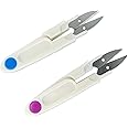 AKORD Thread Cutting Scissors Cotton Wool Clippers Snips Snip Cutters, White, 2-piece