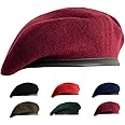 Gajaous British Military Berets for Men and Women,Wool and Leather Army Beret Hats