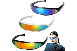 Weploda 3 Stück Futuristische Sonnenbrille, Futuristische witzige sonnenbrillen, Rollenspiel Futuristische Brille, Futuristische Sonnenbrille festival outfit herren, Space Brille Alien Brillen Set