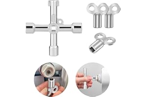 flintronic 4pcs Radiator Bleed Key, 4-in-1 Metal Utility Key, Gas Meter Box Key for Bleeding Radiators/Air Vent, Electric Box Key for Bleeding/Air Vent, Remove Trapped Air/Valve Venting, Silver