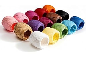 Lot de 15 Rouleaux de Ficelle en Papier Raphia - 15 Couleurs - pour Bricolage, Artisanat, Emballage Cadeau