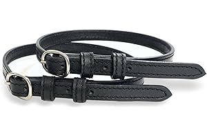 PFERDELINIS Correa de piel para espuelas (2 unidades, correa de repuesto para espuelas, tamaño ajustable, sujeción perfecta para las espuelas), color negro