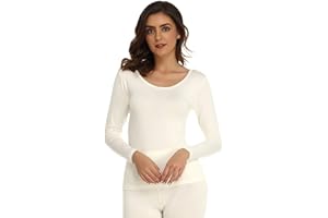 Mcilia Damska koszulka termiczna z ultracienkim modalnym okrągłym dekoltem i długim rękawem