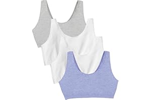 Fruit of The Loom Cotton Pullover Sport Bra (Pack of 3) Soutien-Gorge de Sport Femme (Lot de 3)