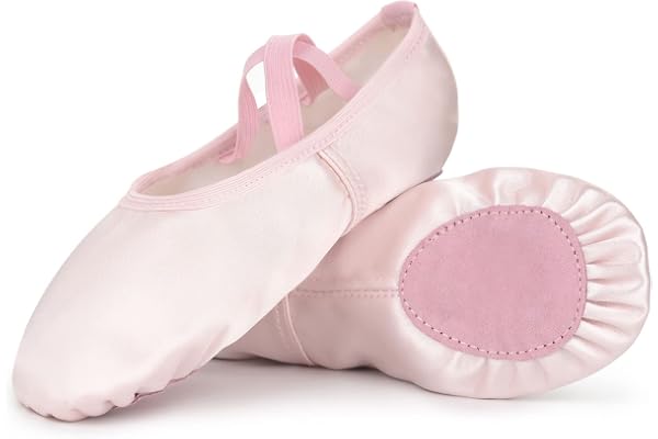 Soudittur Satin Chaussure de Ballet Classique Ballerine Demi Danse Chaussures Pilates Yoga Gymnastique Chaussons Split Plate pour Enfants Filles Femmes EU 24-43 (Choisissez Une Taille Plus Grande)