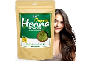 BSY Organic 100% Pure Henna Powder for Hair Colour - 227g / 0.5 LB, Triple Sifted Natural Mehendi Leaf Powder, Natural Hair Dye