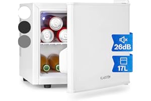 Klarstein Mini Frigo de Chambre pour Boissons, Petit Silencieux, Bar Intérieur, Bières, Vins, Refrigerateur Camping, 3 Niveaux Refroidissement, Cosmetique, 0-15°C, 17L, Blanc, HEA6-CoolHide-Wht