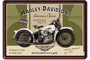 Nostalgic-Art Plaque Metal Moto Classic 1936 - Licence Harley Davidson - 10x14 cm - Frais Offert