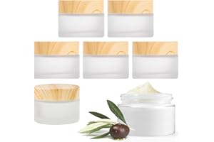 YHSKJCD 6 Pezzi Contenitore Cosmetico Vuoti Viaggio, 30ml Contenitori Cosmetici Vuoti Viaggio Vetro Smerigliato Riutilizzabile Vuoto Creme Vasetti per Balsamo Labbra Crema