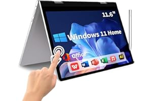 Elepad Laptop 2 en 1 12 pulgadas Pantalla táctil con Windows 11, Notebook 4GB RAM 256GB SSD, HDMI Type-C 2.4G/5G WiFi BT SD Slot Webcam 4000mAh para Trabajo Educación