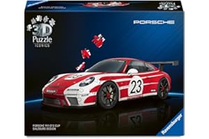 Ravensburger - Puzzle 3D Porsche 911 GT3 Cup - Porsche 911 Miniature - Maquette de Voiture à Construire - Puzzle Voiture de Sport 3D sans Colle - 108 Pièces - Dès 8 Ans - 12008038