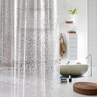 ToHa Rideau de Douche Semi Transparent Imperméable et Anti-moisissure en Plastique Doublure Pour Rideau De Douche, Crystal Stone 180cmx200cm