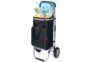 YEAUPE PRO Chariot de Courses avec Compartiment Isotherme - Charge maximale : 50 l et 25 kg - Chariot Pliable 3 en 1 - Chariot de Courses et Sac à bandoulière - Gris