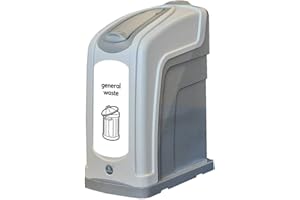 Glasdon Nexus 50 General Waste Bin (Grey, Black & White) – Plastic Bin for Non-Recyclable Waste – Slim 50-Litre General Waste Container – Flip Lid or Open Top (Flip Lid)