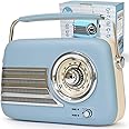 Radios Mains and Battery, Portable Radio FM/Bluetooth, Bluetooth Radio & Rechargeable, Portable Radios Mains and Battery, Large Dial Simple To Use For Elderly, 87.5-108MHz (Blue)