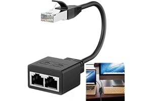 DONGNESI RJ45 Ethernet Splitter 1 to 2, 1 Male to 2 Female Ethernet Cable Splitter Adapter, RJ45 Network Transfer Adapter, 1 Male to 2 Female LAN Connector for Cat5, Cat6, Cat7, Cat8, for Home and Office Use