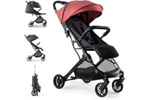 Silla de Paseo Interbaby | Carrito Bebe desde Nacimiento hasta 48 meses o 22 kg | Botón Plegado rápido, Amortiguadores, Capota XXL Intercambiable, Cochecito bebe Minimum Plus Space Roja