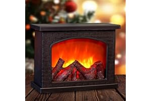 ZINUEEN LED Kamin Elektrisch – Elektrokamin ohne Heizung mit Flammeneffekt, USB/Batteriebetrieben, Bedienung, Tischkamin für Zuhause (28,5x12,5x22cm) – Dekorativ & Romantisch