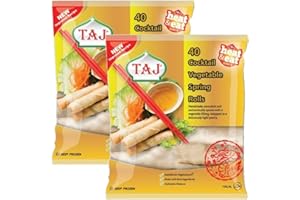 GENERIC Taj 40 cocktail Vegetable spring rolls, Traditional Chinese savory snack, Authentic flavours, Heat & eat, Frozen products, Multiple Packs 600g (PACK OF 2)