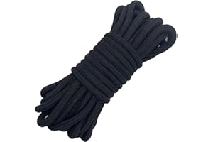 Jukway Cordoncino da 8 mm, 10 m, in morbido cotone intrecciato, corda di cotone, spesso per fasciare, fai da te (10 m, nero, 1)