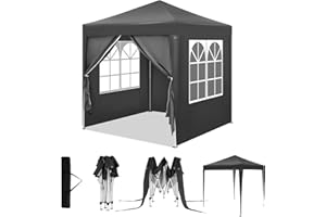 WOLTU Tonnelle de Jardin, Pergola Pliante 2x2m avec 4 Parois Latérales, Hauteur Réglable, Imperméable, Protection de UV, avec Sac de Transport, Anthracite